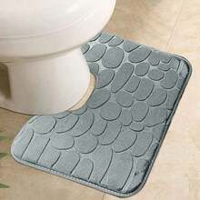 1 pieza/2 piezas Alfombra de baño o tapete de inodoro de unicolor, simple y clásico, con textura de piedra, antideslizante y absorbente, para decoración del hogar, baño, piso, alfombra exterior, felpudo de entrada, decoración de otoño, accesorios de baño, regreso a la escuela - Gris Claro - Ver 11