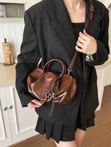 Nueva bolsa de mano elegante con decoración de pliegues en forma de nube, bolso de hombro versátil de unicolor minimalista y vintage al estilo coreano/europeo, adecuado para uso diario, ir al trabajo, compras, vacaciones, regalo para la novia - Multicolor - Ver 8