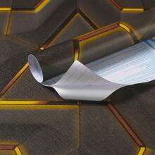 1 Roll 3D Vintage Brick Texture Decorative Wall Sticker, Asymmetrical Black & Gold Geometric Pattern, TV Backdrop DIY Decor, Easy To Clean, Suitable For Cabinets, Furniture And Room Walls, Self-Adhesive Wallpaper - Multicolor - View 5