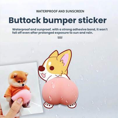 1/2pcs Car Door Anti-Collision Strips, Toilet Lid Anti-Collision Stickers, Cartoon Cute Butt Anti-Scratch Rearview Mirror Car Stickers, 3D Dog Belly Stickers, Dog Butt Stickers, Cute Dog Stickers, Pet Lover Gifts, Pet Party Favors, Phone Case Decor, Car Door Anti-Collision Stickers, Soft Butt Stickers, Funny Party Favors, Holiday Party Gifts