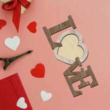 Valentine's Day Wooden Photo Frame Ornaments Letter Heart Shaped Desktop Decoration For Wedding Home Holiday Decor - 棕色 - 查看 5