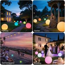 1 pièce Boule lumineuse LED à 16 couleurs changeantes, rechargeable par USB, avec télécommande, variateur, pour décoration d'extérieur, jardin, pelouse, piscine, camping, chambre à coucher - Flotteur lumineux rond pour l'eau - Voir 12
