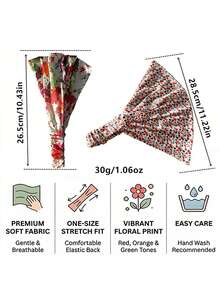 1条女士新款波西米亚印花发带，简约百搭瑜伽吸汗带，弹性宽头带吸汗头巾。适合户外运动、瑜伽、健身、海滩度假等场合，女士发饰发带 - 彩色 - 查看 3