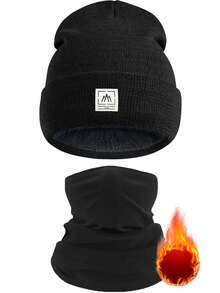 3Pcs/Set Winter Knit Beanie Hat Neck Warmer Scarf And Touch Screen Gloves Set 3 Pcs Thermal Lined Skull Cap For Men - Multicolor - View 15