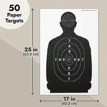 Maplefield - Paquete de 50 objetivos de disparo de papel a granel para práctica de rango, diseño estilo silueta para entrenamiento con Airsoft, BB, pistolas de pellets y más (17 x 25 pulgadas) - / - Ver 4