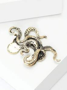 复古金属章鱼胸针 - 经典海洋动物胸针，男女通用，宴会服装配饰/朋友聚会徽章礼物 - 章魚 - 查看 8