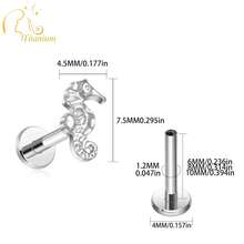 1pc G23 Titanium Alloy Hypoallergenic Nose/Ear Stud, Delicate Seahorse Design Piercing Jewelry For Women - Haima - View 4