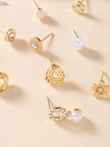 30 đôi bông tai đính đá giả ngọc trai hình trái tim nhỏ nhắn, tinh tế, thích hợp để đeo hàng ngày, quà tặng ngày lễ cho phụ nữ. - Vàng - Xem 4