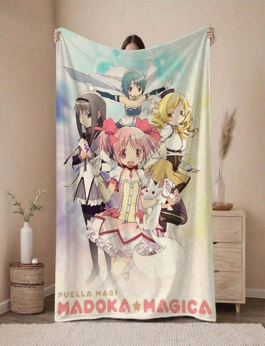 1pc Madoka Magica Collection Printed Blanket - Soft Warm Cozy For Sofa Bed Office Travel - All-Season Gift Sofa Throw Be.JpgAll Seasons, Suitable For Living Room, Sofa, Lounge Chair And Bedroom Throw, Ideal For Travel, Camping, Gift - Kiểu 2 - Xem 1