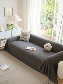 1 قطعة منشفة كنبة بنمط السمك، غطاء كنبة فاخر وأنيق، واقي كنبة زخرفي، مضاد للانزلاق والغبار والخدش، مناسب لجميع الفصول، غرفة النوم وغرفة المعيشة والمكتب - رمادي غامق - مشاهدة 5