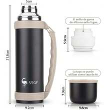 Termos Para Agua 1.5 Litros,Termos Para Cafe Con Aislamiento Al Aspiradora,Termo Acero Inoxidable,100% A Prueba De Fugas,Mantiene La Temperatura Hasta 24 Hs,Con Asa Para Transportar (negro),37495603 - Rojo violeta - Ver 2
