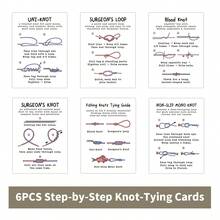 6张分步讲解钓鱼结打法卡片，教你如何打实用钓鱼结，经久耐用，适合初学者和钓鱼爱好者，是钓鱼教学辅助工具，钓鱼结打法指南卡片 - 均碼 - 查看 5