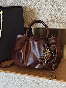 Nueva bolsa de mano elegante con decoración de pliegues en forma de nube, bolso de hombro versátil de unicolor minimalista y vintage al estilo coreano/europeo, adecuado para uso diario, ir al trabajo, compras, vacaciones, regalo para la novia - Multicolor - Ver 14