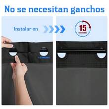 XISH Cortina de Baño sin Gancho con Forro a Presión 183x190cm Cortina de Ducha Tipo Gofre Cortina Regadera Antimoho y Impermeable Duradero Fácil de Instalar para Hogar Hotel Ducha - negro - Ver 4