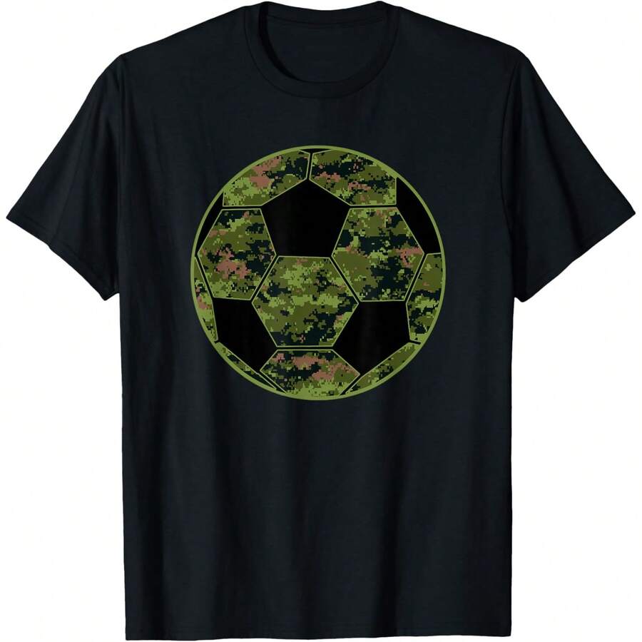 Green Camo Camouflage Soccer Ball T-Shirt - màu đen - Xem 1