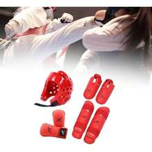 Conjunto de Equipo de de Karate, Espinilleras, Casco de Entrenamiento de Boxeo, para Artes Marciales, Sanda, Agarre - rojo l - Ver 5