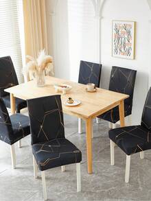 1pc Red Geometric Pattern Stretch Dining Chair Cover, Anti-Cat/Dog Scratch, Dust-Proof, Non-Slip, Printed Chair Protector Slipcover Suitable For Home Decor, Hotel, Restaurant And Party - Multicolor - View 9