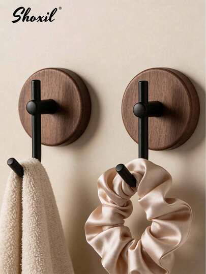 shoxil 1/2/4 יחידות ווים פשוטים מעץ לקיר, ווים דביקים רב תכליתיים, עמידים למים, יניקה חזקה, מתאים לתליית מגבות, בגדים, כדורי אמבטיה - בחירה אידיאלית לסלון, מטבח, חדר אמבטיה