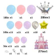 128 piezas Conjunto de arco de globos con tema de castillo de princesas de dibujos animados, incluye 1 castillo y corona de globos de lámina, globos de látex rosa, morado, amarillo, azul, dorado y multicolor. Perfecto para fiesta de cumpleaños, baby shower, 1er cumpleaños, decoración de propuesta y fiesta con tema de castillo de princesa - Multicolor - Ver 11