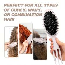 Curl Defining Brush, 2025 Curly Roll Comb Hair Brush Styling Brush, Curly Hair Brush, Shaping &Amp; Defining Curls For Women (Pink) - 淺灰紫 - 查看 3