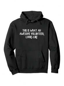 1pc This Is What An Awesome Volunteer Looks Like Pullover Hoodie, Warm Cotton Blend, Autumn And Winter Casual Street Wear Essential Hooded Sweatshirt, Casual All-Match - Afable Dai_356 - 黑色14 - 查看 1