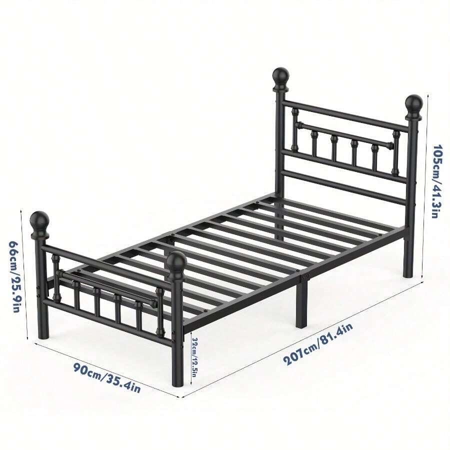 Black Striped Bed Frame - 90*190*89cm(3FT) - View 1
