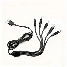 5合1圆头USB转DC充电线，5V通用，适用于DC2.0/DC2.5/DC3.5/DC4.0/DC5.5圆头设备电源适配器 - 彩色 - 查看 1
