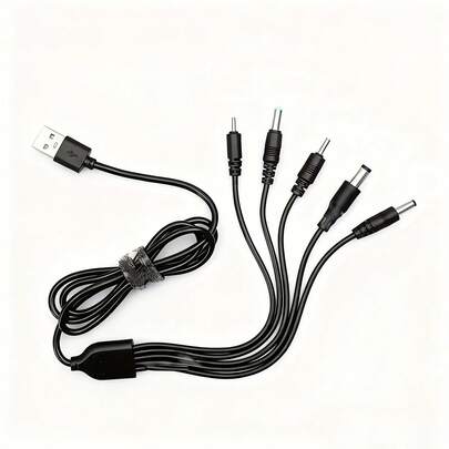 5-In-1 Round Head USB To DC Charging Cable, 5V Universal For DC2.0/DC2.5/DC3.5/DC4.0/DC5.5 Round Head Devices Power Adapter