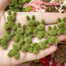 10个迷你植绒兔子组合装，植绒动物珠子，DIY工艺吊坠，发夹配件，手工复活节礼物，节日用品，理想的手工斋月和复活节礼物 - 彩色 - 查看 3