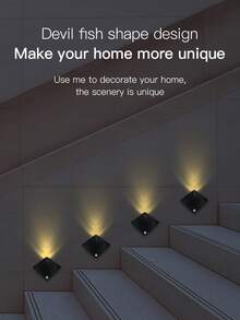 1pc/3pcs New Stingray Decorative Wall Lamp, Motion Sensor Home Decor Night Light For Bedroom, Porch, Balcony, Corridor, Quick Sensor Lighting For Bedside, Bathroom, Kitchen, Display Cabinet - Huang Guang - 3PCS - - View 7