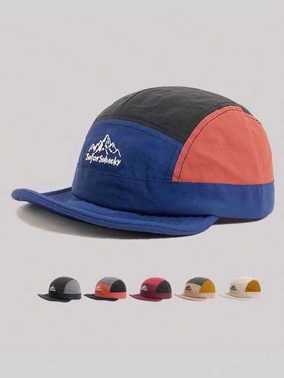 1pc Contrast Color Embroidered Pattern Baseball Cap, Polyester Mesh Breathable Snapback Hat, Fashionable & Versatile, Suitable For Daily Wear, Great Gift For Family, Friends, Boyfriend/Girlfriend, Suitable For Christmas, Mother's Day, Father's Day, Teacher's Day, Birthday