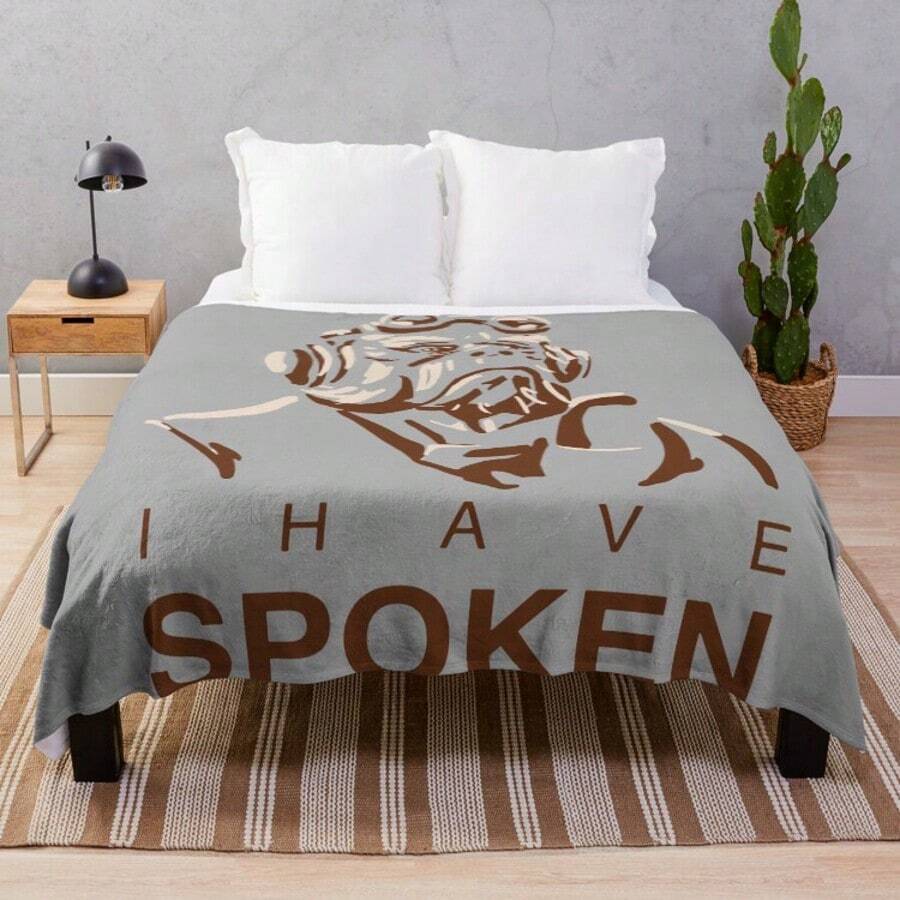 I Have Spoken SStar Wars Mandalorian Quote Throw Blanket - Ultra Soft Flannel Blanket For Couch, Bed And Sci-Fi Decor, Kuiil Ugnaught Character Design, Cozy Gift For SDisney Fans And TV Series Collectors - 主圖顏色 - 查看 1
