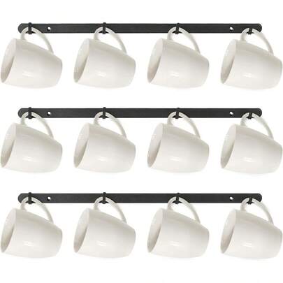 Juego de colgadores de tazas para pared, estante para tazas de café con ganchos, portatazas para cocina, hogar, barra de café