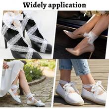 2 Pairs Lace Shoe Laces Sneakers 3cm And 2.5cm Wide White Lace Shoelaces Sneakers Womens Cute Laces Shoe String 47 Inch 120cm Long Fancy Hollow Flat Shoestrings Women - Initial - View 2