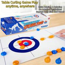 Adult Desktop Curling Game And Family Entertainment Board Game, Includes 1 Curling Mat And 8 Curling Stones, Party Activity Gift