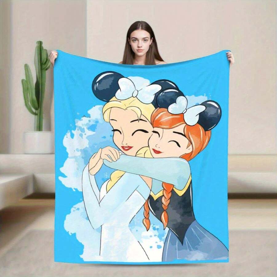 Frozen Princess Anna Knitted Blanket Plush Throw Blanket Summer Air Conditioning Portable Soft Warm Bedsprea, - Kiểu 1 - Xem 1
