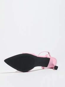 Giày sandal nữ gợi cảm, cạp chun rộng, mũi nhọn, quai ngang mắt cá chân, gót thấp, thanh lịch cho mùa xuân/hè, dự tiệc, thường ngày, dã ngoại, du lịch, giày cao gót màu hồng mềm mại, quyến rũ, kiểu dáng avant-garde. - Hồng - Xem 12