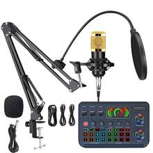 Professional Podcasting Sound Card Kit With Audio Interface And Condenser Microphone, Live Sound Card And Audio Mixer, Studio Podcasting Kit For PC/Mobile Live Singing Game, Streaming Media, Content Creator Studio, Podcasting Kit With Voice Converter Compatible With Iphone Android Phone For Winter Vacation, Audio/Video Recording, Interviews, Gaming & Live Streaming Vacation Audio Recording Video Recording Interviews Gaming Streaming Live Streaming Mini Microphone - Black - View 2