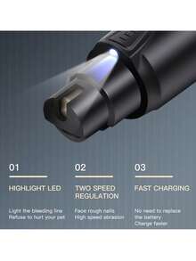 Rechargeable Pet Nail Grinder With LED Light And 2-Speed Silent Operation - Painless Grinding System, Suitable For Large Dog Nail Trimming. - Multicolor - View 7
