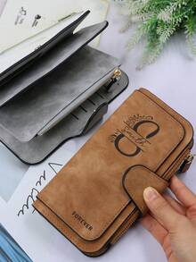 Customized Initial Wallet, Long Wallet Gift For Valentine's Day, Unisex Zipper Clutch, Personalized Romantic Gift, Large Capacity Card Holder, Customizable, Daily Accessory, Couple Set, Anniversary Gift, Blocking - Style C - View 3