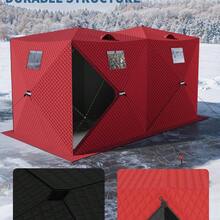 CuisinSmart Ice Fishing Shelter,1-2 Person Pop-Up Ice Fishing Tent 210D Ice Fishing Tent,Portable Hub-Style Shanty With Carrying Bag,Zippered Door,Wind Rope & Anchors - 141.73*70.8*77.74 INCH | Red - View 8