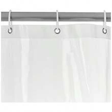 XISH  Basics - Cortina de ducha de baño estilo lino color blanco brillante 72 pulgadas - 182,88 cm x 182,88 cm + Transparente - Ver 1