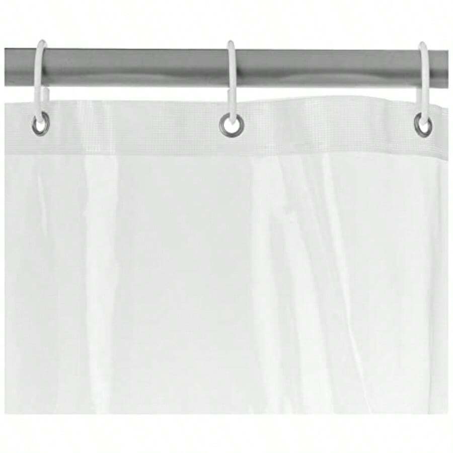 XISH Basics - Cortina de ducha de baño estilo lino color blanco brillante 72 pulgadas - 182,88 cm x 182,88 cm + Transparente - Ver 1