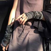 Mrotrida Women's Punk Fingerless Glove Cosplay Ripped Gloves For Halloween Costume Party 1Pair,WhiteShortStyle - Gaya Pendek Putih - View 7