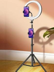 Photography Lighting Kit, Includes 43-Inch Adjustable Tripod And 10-Inch Ring LED Fill Light, Dimmable 3 Color Temperatures, With Phone Holder Clip, Suitable For Studio, Video Recording, Meetings, Selfie Live Streaming, USB Powered - A - View 4