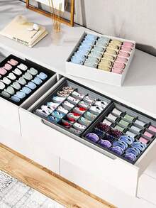 1pc/3pcs Set Solid Color Non-Woven Fabric Underwear, Socks Storage Box, Wardrobe Organizer For Bras, Socks, Ties, Scarves, Home Decor, Holiday Decoration, Bedroom Decor - White - View 9