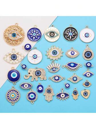 5/30pcs Oil-Dripping Cthulhu Style Devil's Eye Charm Alloy For Key Ring Bracelet Necklace Pendant DIY Handmade Jewelry Accessories Making W517