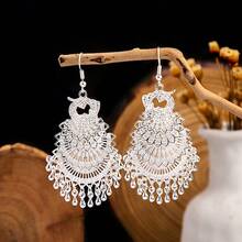 Blue Peacock Earrings Imitation Miao Silver  Totem Phoenix Bell Earrings Ear Jewelry - H2989/Phượng Hoàng Bạc - Xem 12