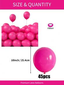 Bộ 114/70/45/10 quả bóng bay nhiều kích cỡ (18", 12", 10", 5") màu hồng tươi, bộ vòm bóng bay bằng cao su heli màu hồng cánh sen, thích hợp trang trí cho Ngày Valentine, Đám cưới, Tiệc cưới, Kỷ niệm, Sinh nhật, Lễ rửa tội, Lễ tốt nghiệp, Tiệc độc thân. - Màu Hồng Tươi - Xem 10