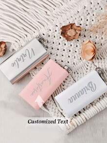 1pc 6oz Personalized Engraved Wedding Flask, Groom's Custom Flask, Portable Mini Liquor Bottle, 6oz Stainless Steel Hip Flask, Personalized Barware Gift, Portable Mini White/Black/Light Pink, Bridesmaid's Custom Flask, Groomsman Gift, Best Man Flask, Wedding Party Favor, Beer Festival Gift, Holiday Gift, Bridal Party Gift, Party Travel Birthday Gift, Wedding Party Whiskey Flask - Multicolor - View 1
